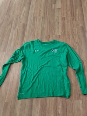 Nike Green Long Sleeve Athletic Shirt with Swoosh